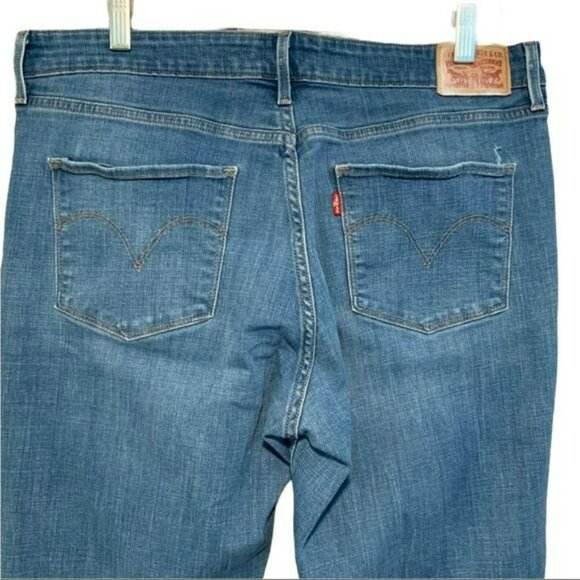 Levis Mid Rise Skinny Floral Embroidered Jeans In Blue Size 33 Cottagecore - Picture 6 of 9